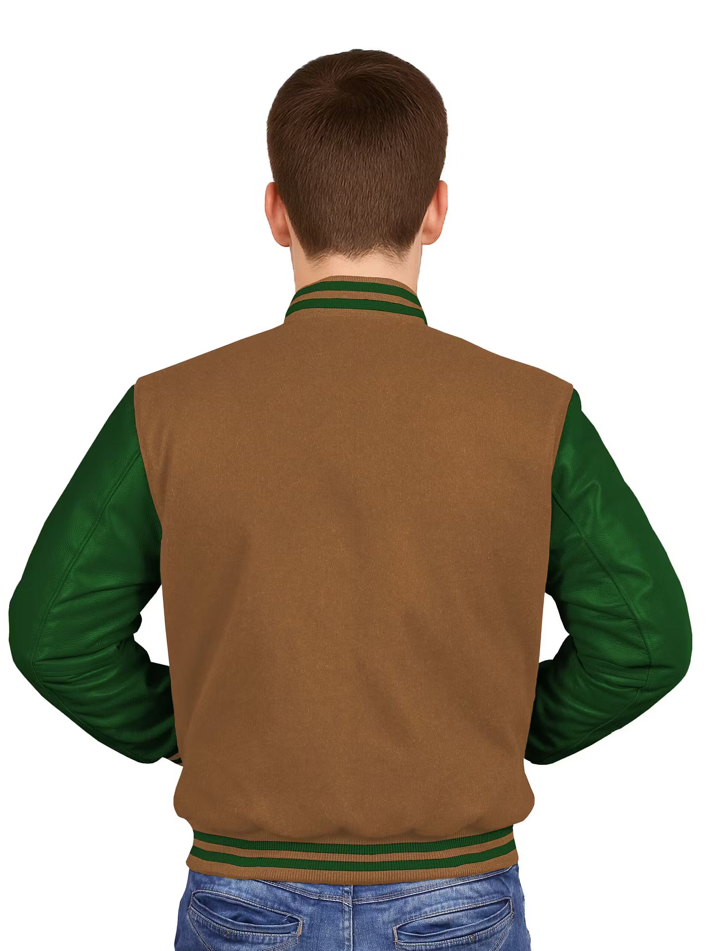 Forest Green-Leather Sleeves & Wool Body