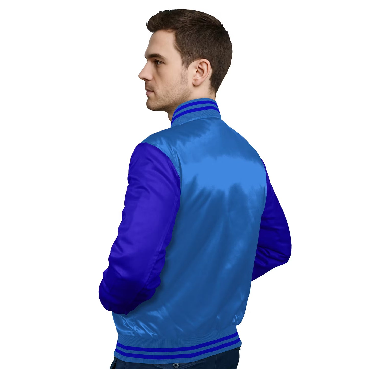 Royal Blue-Satin Sleeves & Satin Body