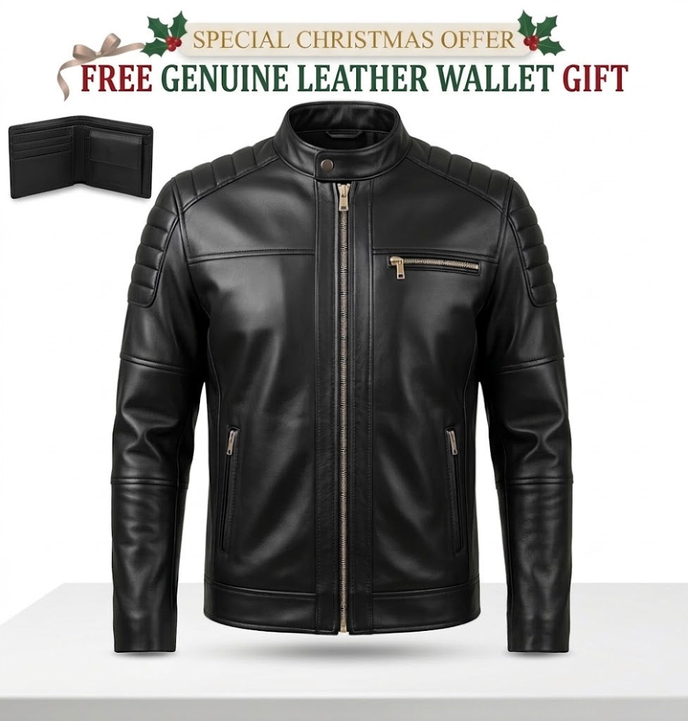 Premium Leather Jacket with Free Wallet Bundle