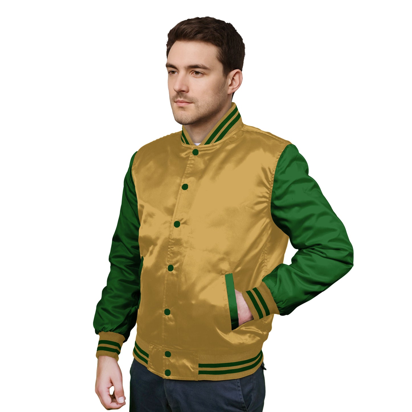 Forest Green-Satin Sleeves & Satin Body