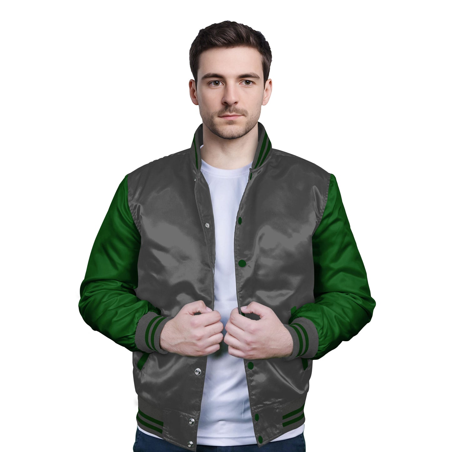 Forest Green-Satin Sleeves & Satin Body