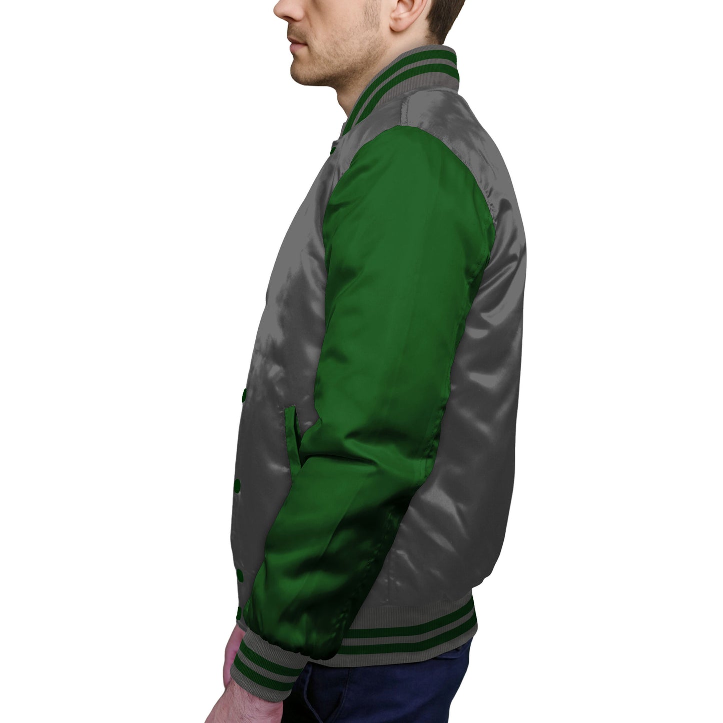 Forest Green-Satin Sleeves & Satin Body