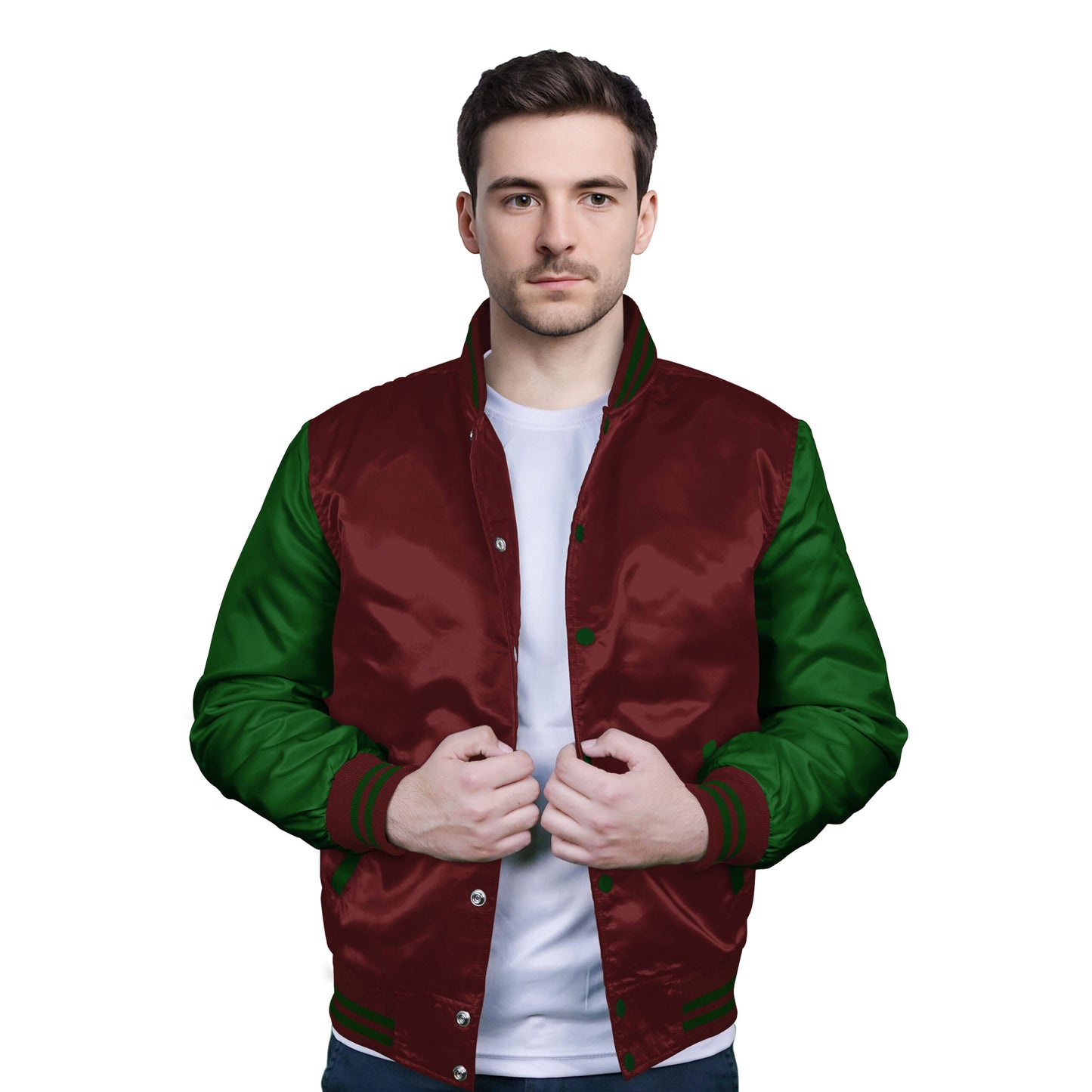 Forest Green-Satin Sleeves & Satin Body