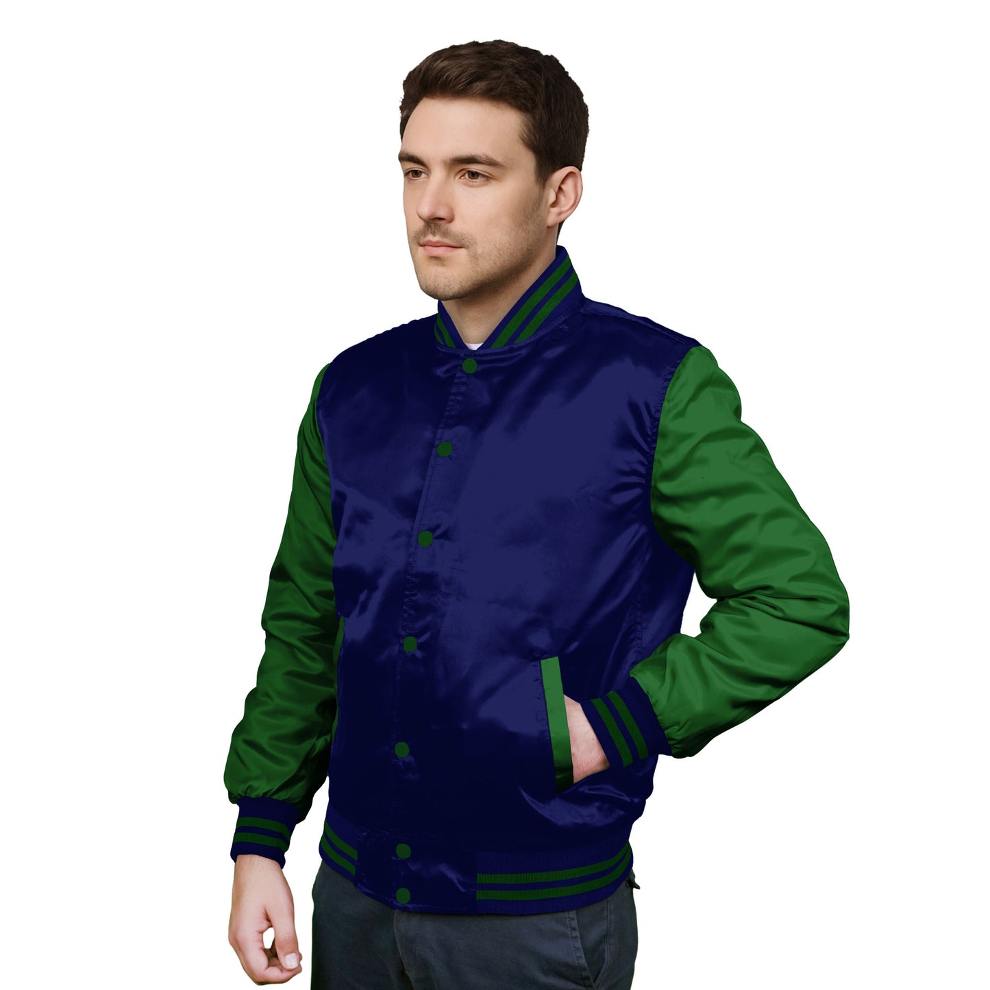 Forest Green-Satin Sleeves & Satin Body