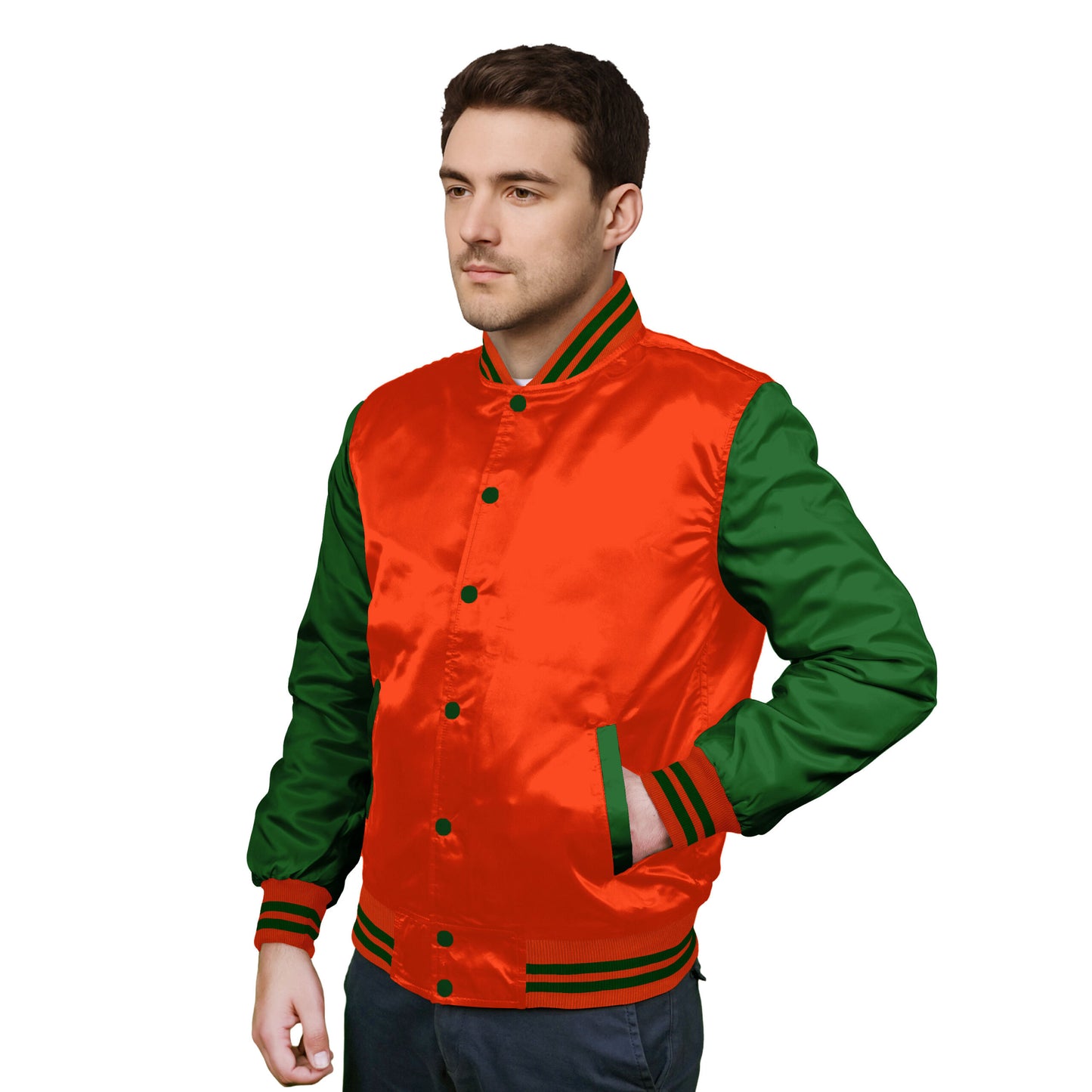 Forest Green-Satin Sleeves & Satin Body