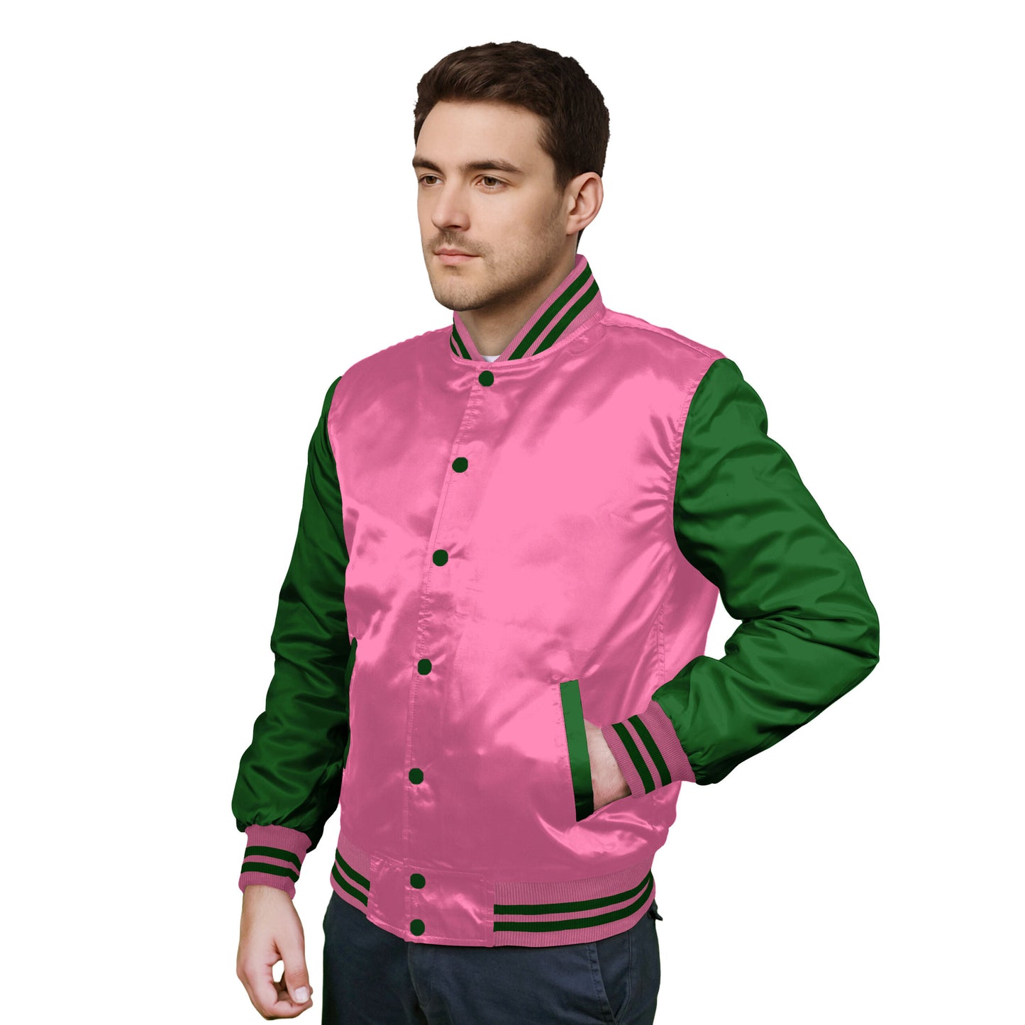 Forest Green-Satin Sleeves & Satin Body