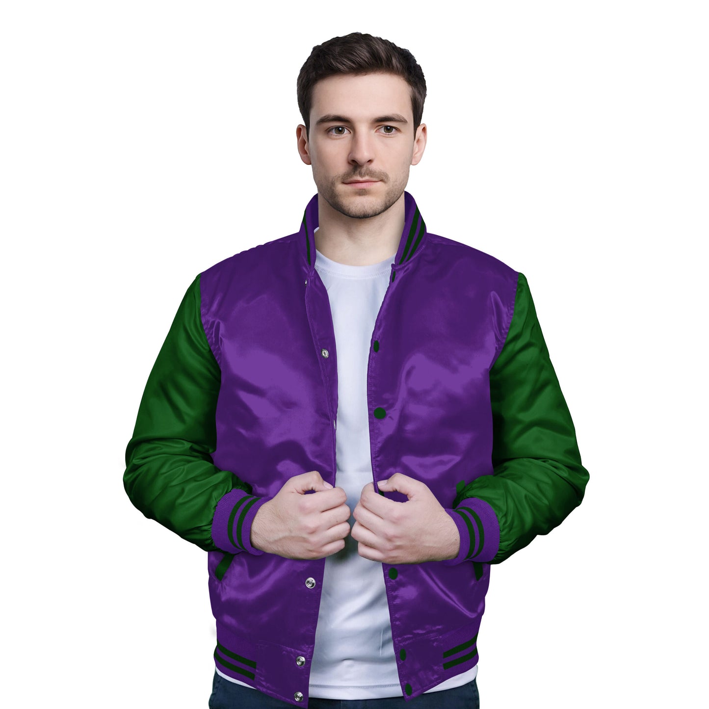 Forest Green-Satin Sleeves & Satin Body