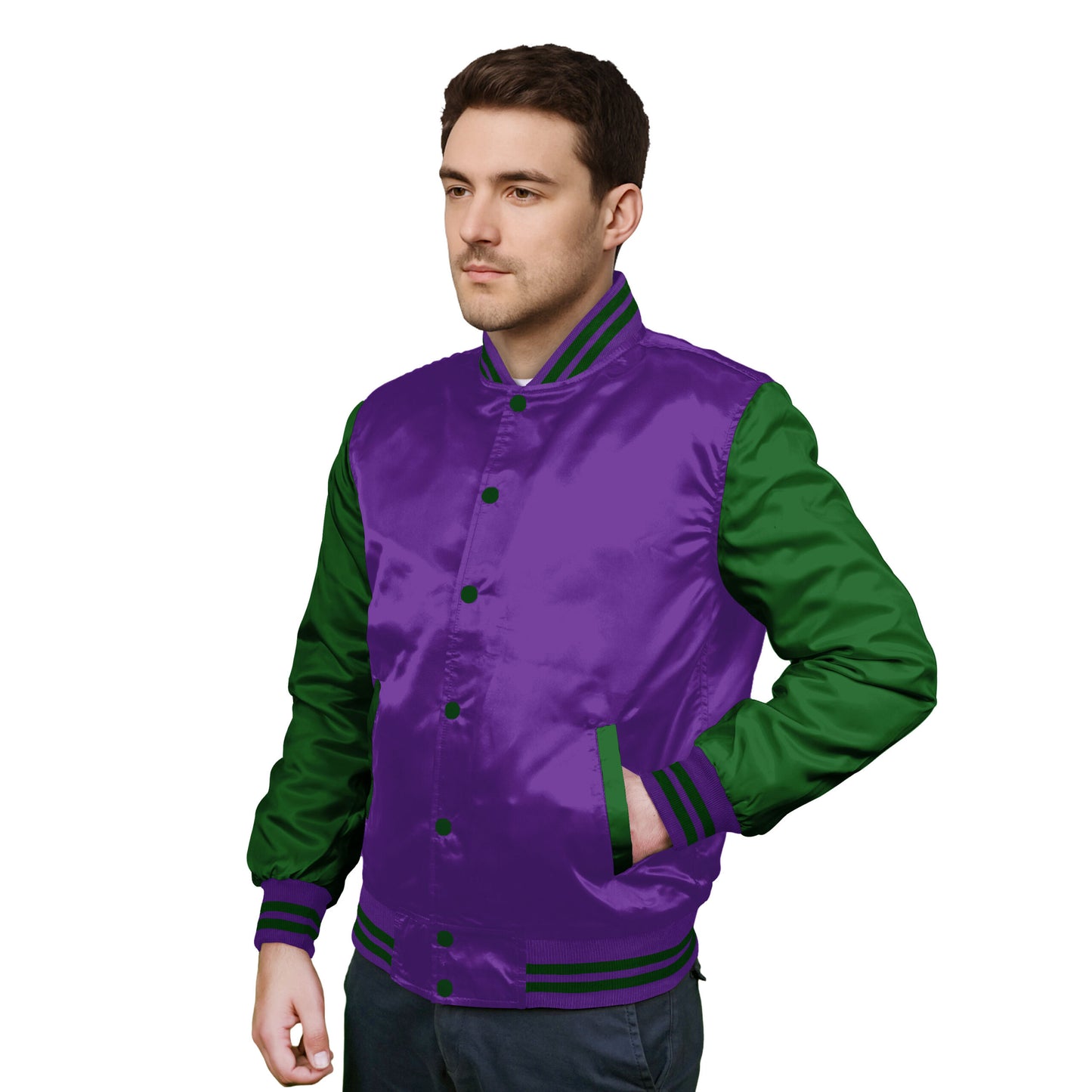 Forest Green-Satin Sleeves & Satin Body