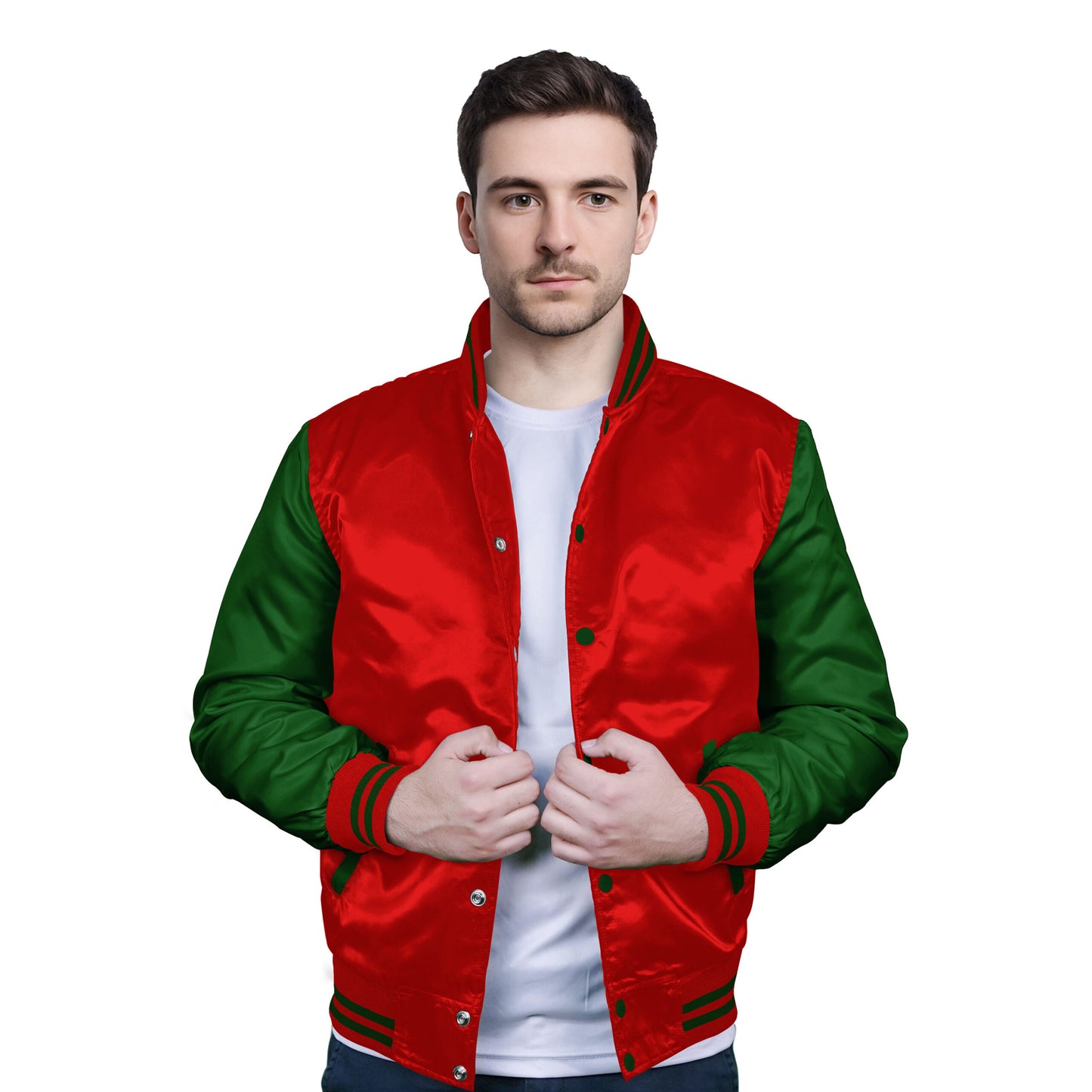 Forest Green-Satin Sleeves & Satin Body