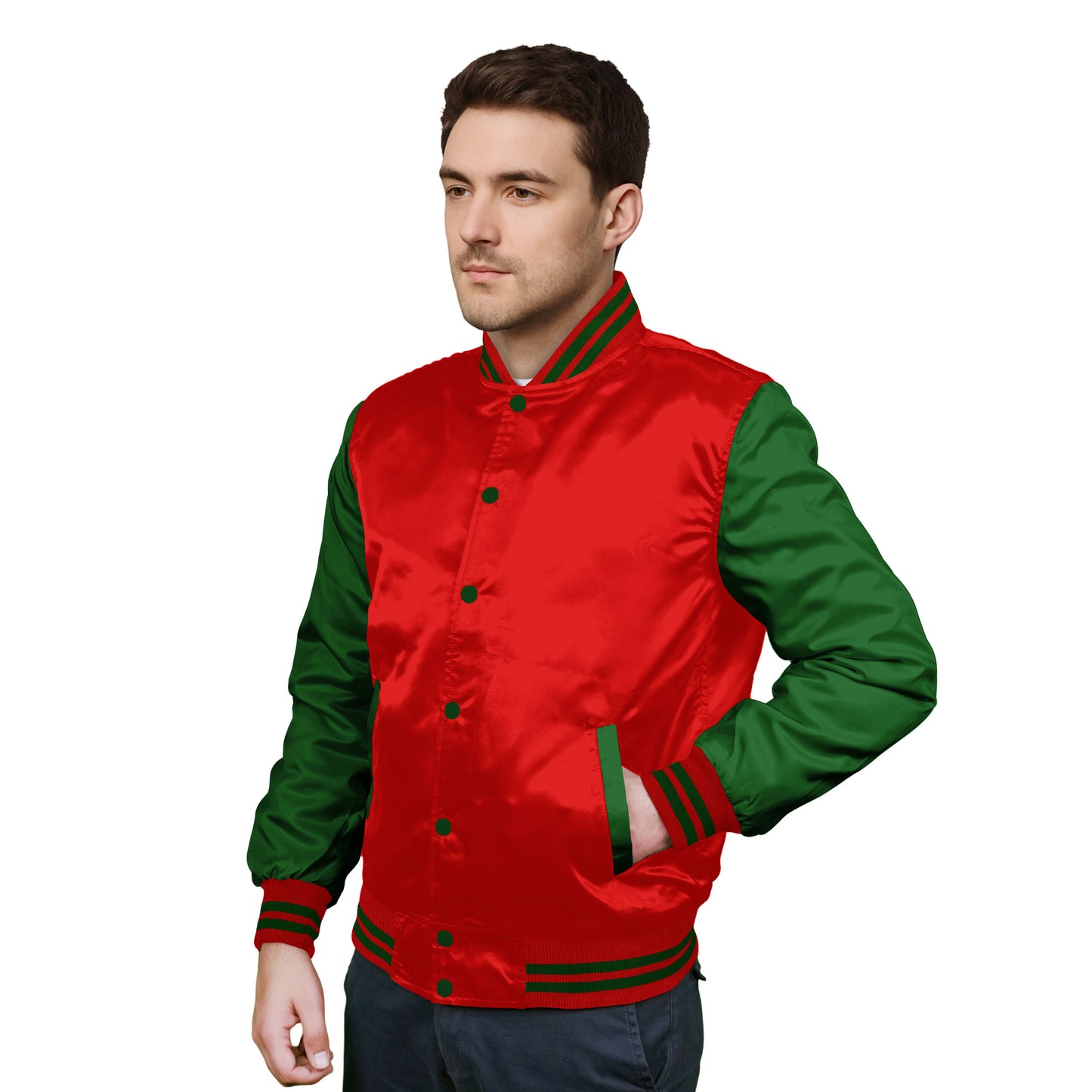 Forest Green-Satin Sleeves & Satin Body