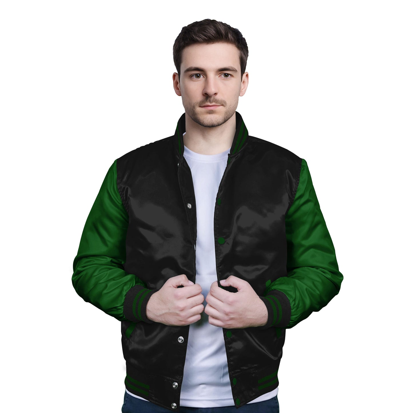 Forest Green-Satin Sleeves & Satin Body