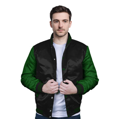 Forest Green-Satin Sleeves & Satin Body