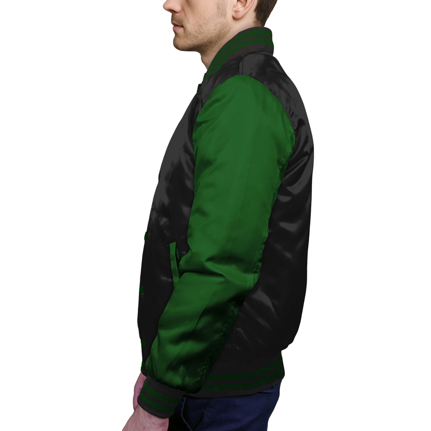 Forest Green-Satin Sleeves & Satin Body