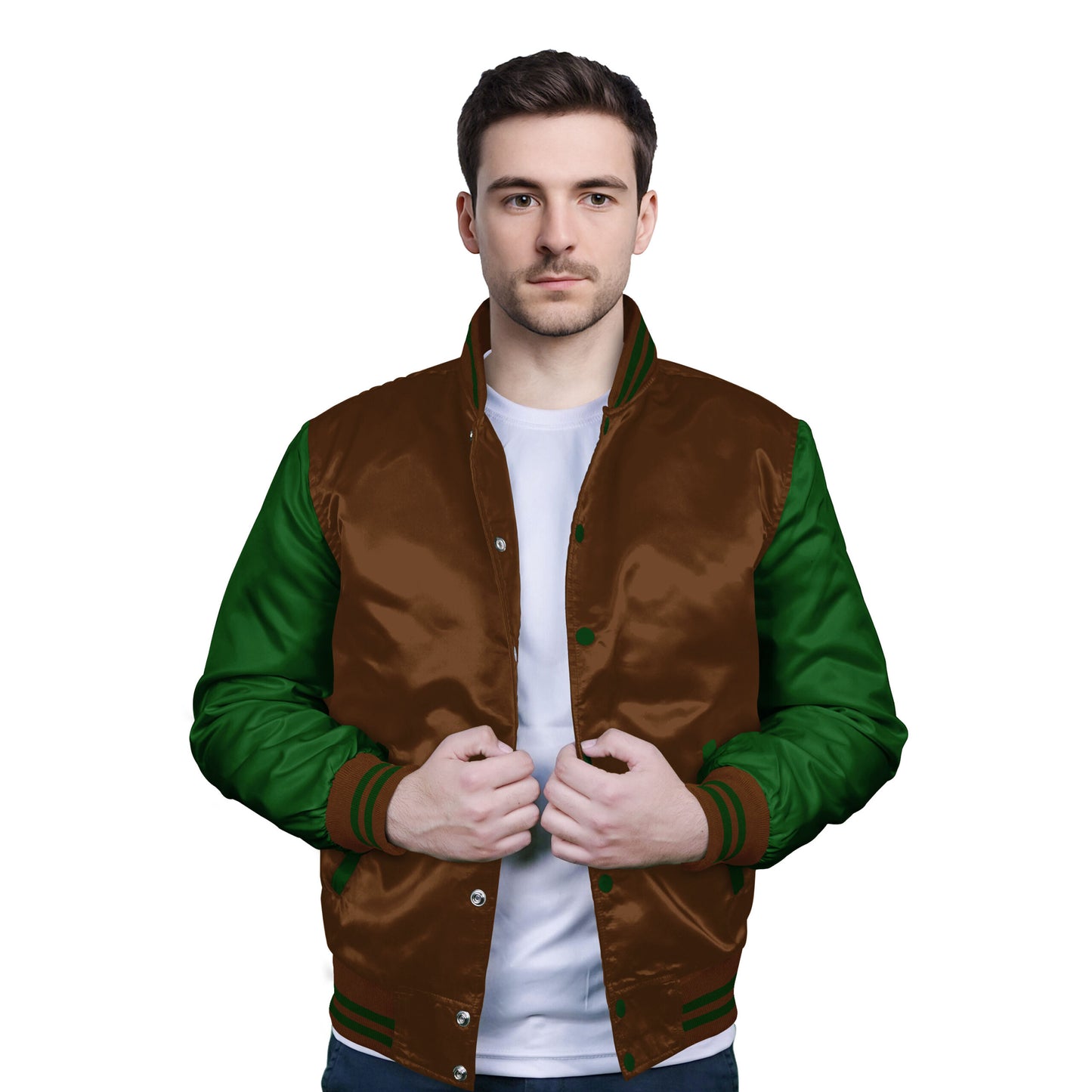 Forest Green-Satin Sleeves & Satin Body