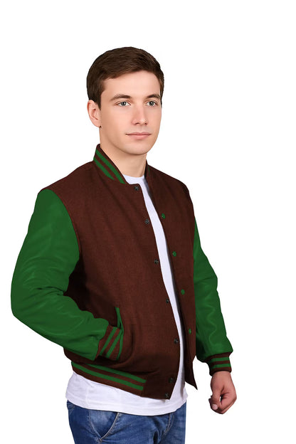 Forest Green-Leather Sleeves & Wool Body