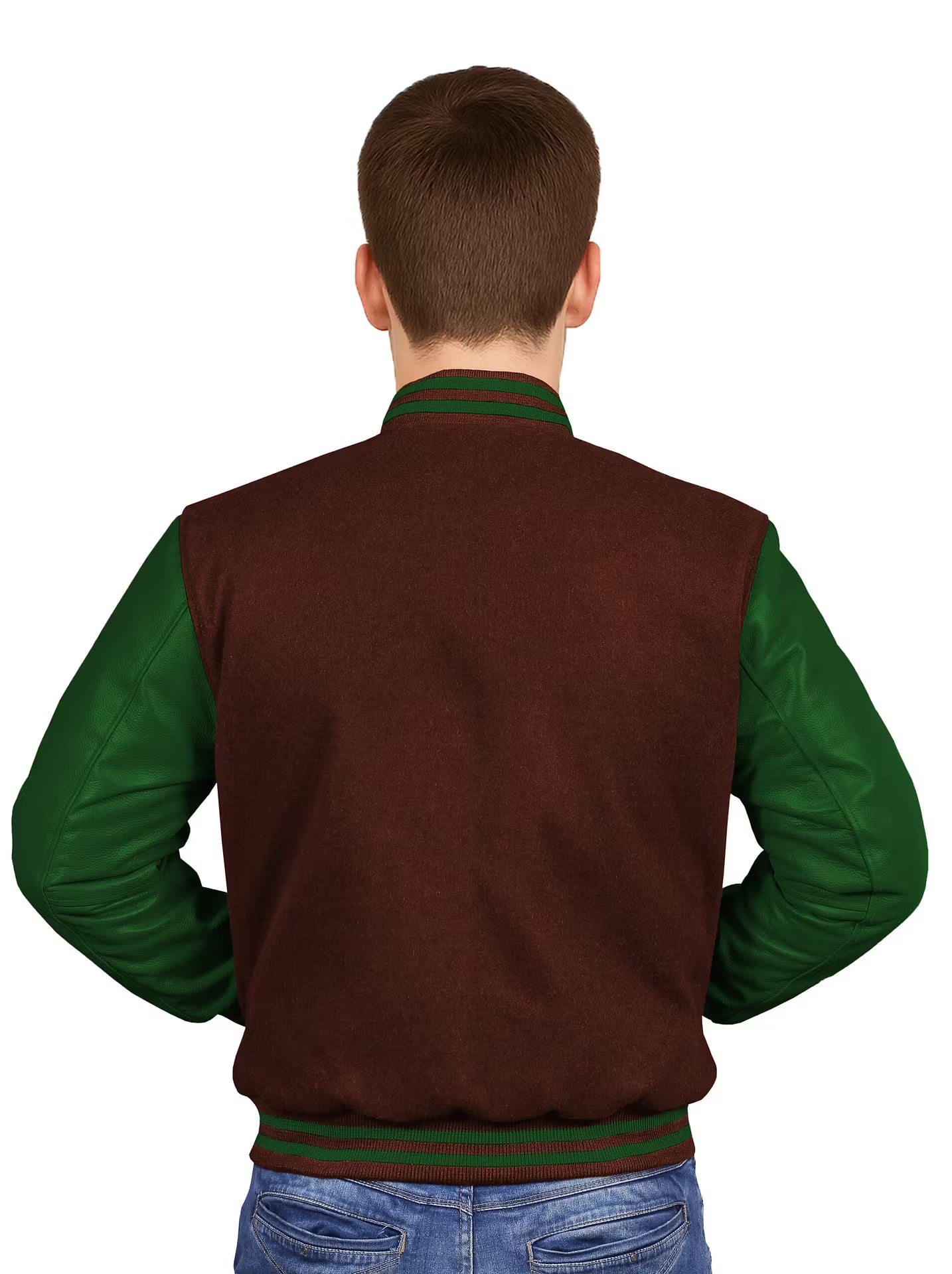 Forest Green-Leather Sleeves & Wool Body