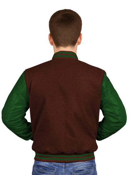 Forest Green-Leather Sleeves & Wool Body