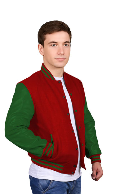 Forest Green-Leather Sleeves & Wool Body