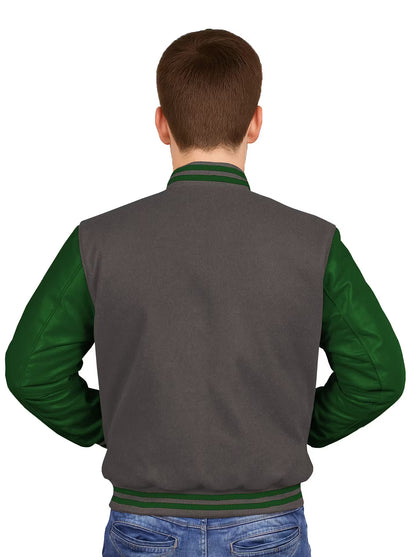 Forest Green-Leather Sleeves & Wool Body