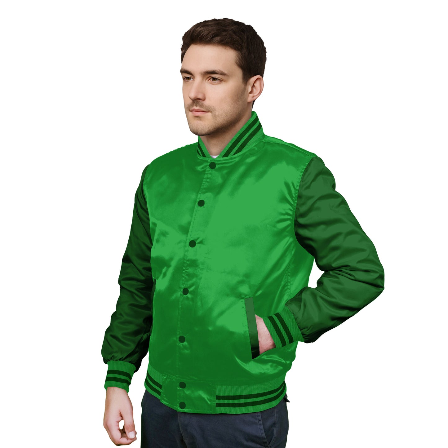 Forest Green-Satin Sleeves & Satin Body