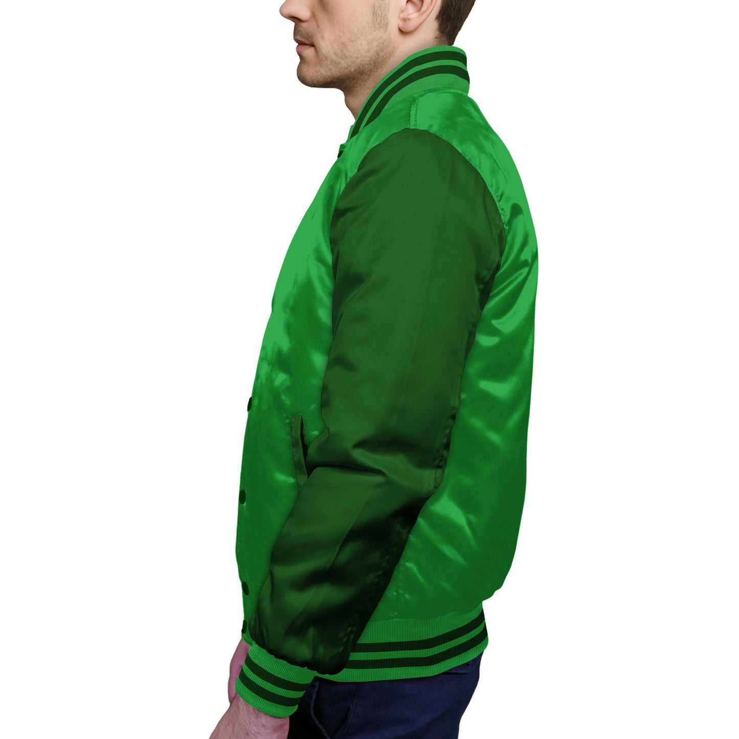 Forest Green-Satin Sleeves & Satin Body