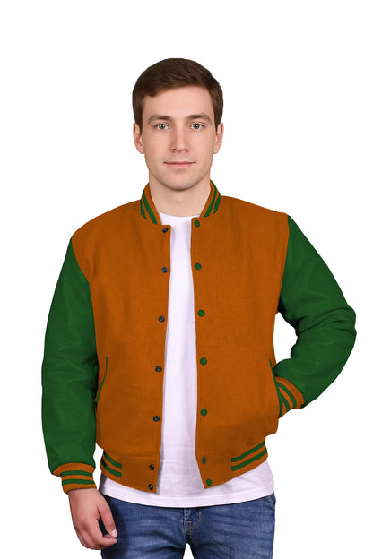 Forest Green-Leather Sleeves & Wool Body