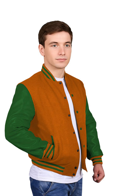 Forest Green-Leather Sleeves & Wool Body