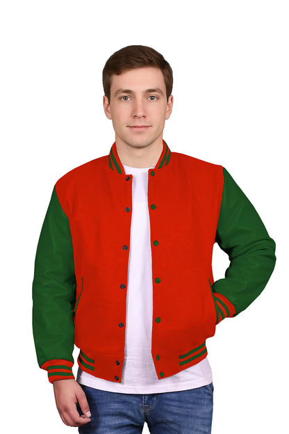 Forest Green-Leather Sleeves & Wool Body