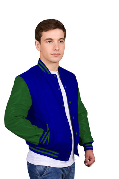 Forest Green-Leather Sleeves & Wool Body