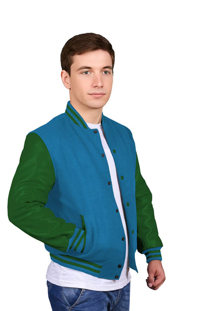 Forest Green-Leather Sleeves & Wool Body