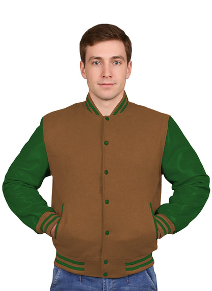 Forest Green-Leather Sleeves & Wool Body