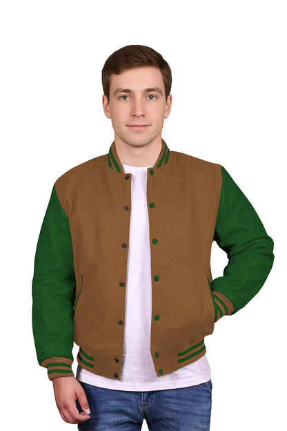 Forest Green-Leather Sleeves & Wool Body