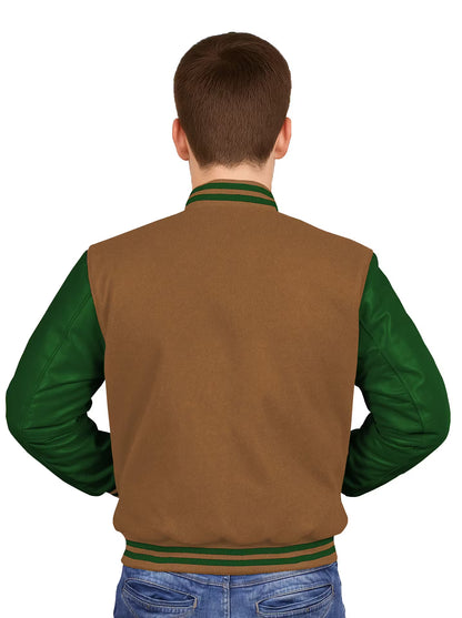 Forest Green-Leather Sleeves & Wool Body