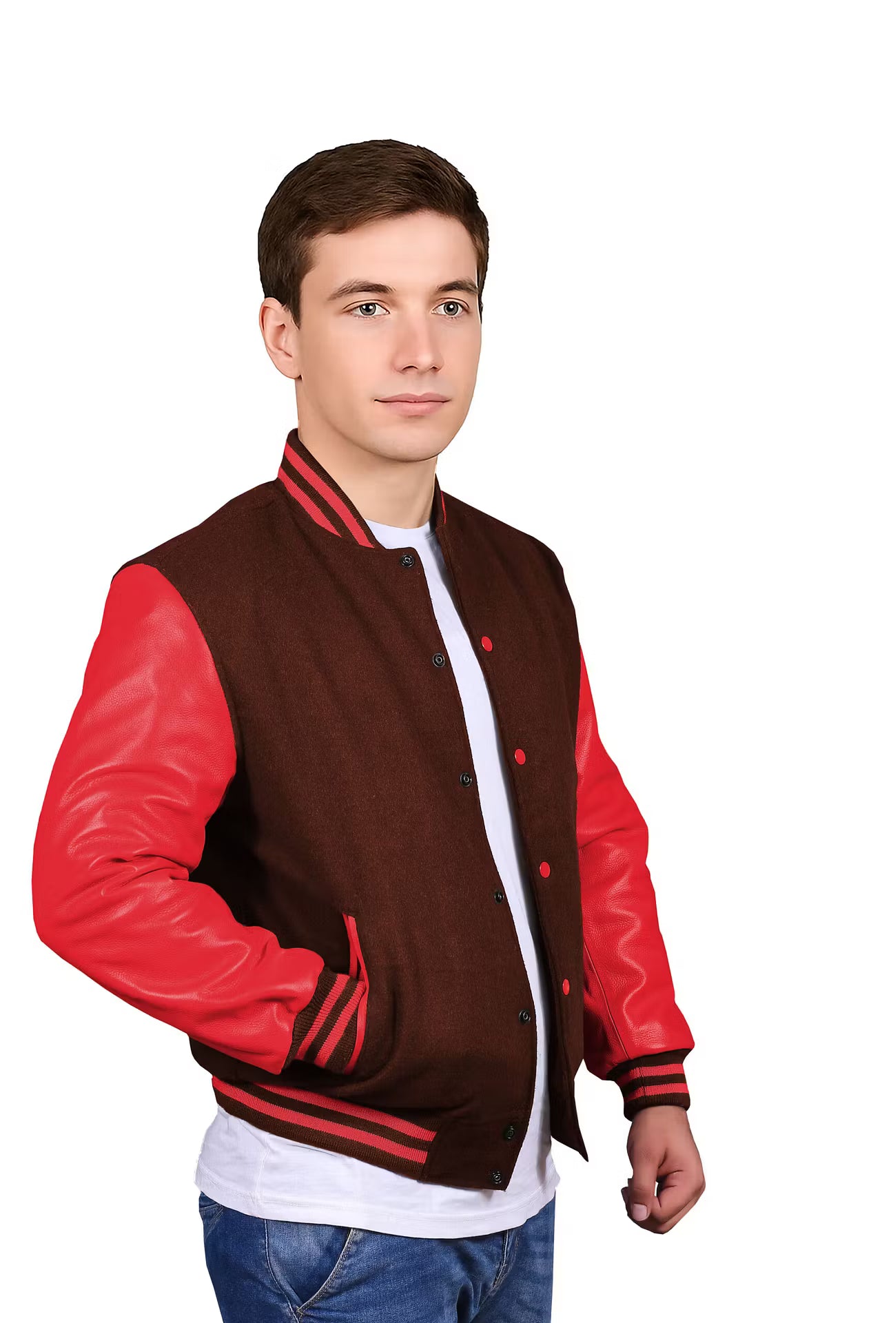 Red-Leather Sleeves & Wool Body