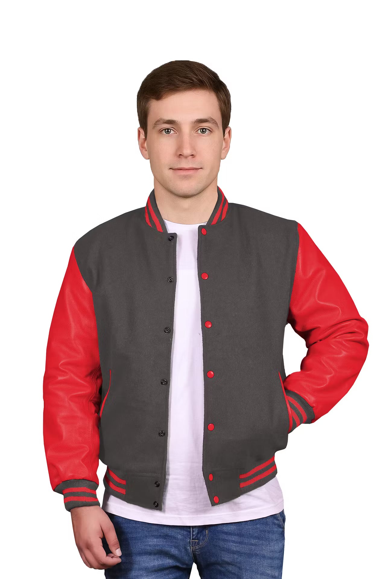 Red-Leather Sleeves & Wool Body