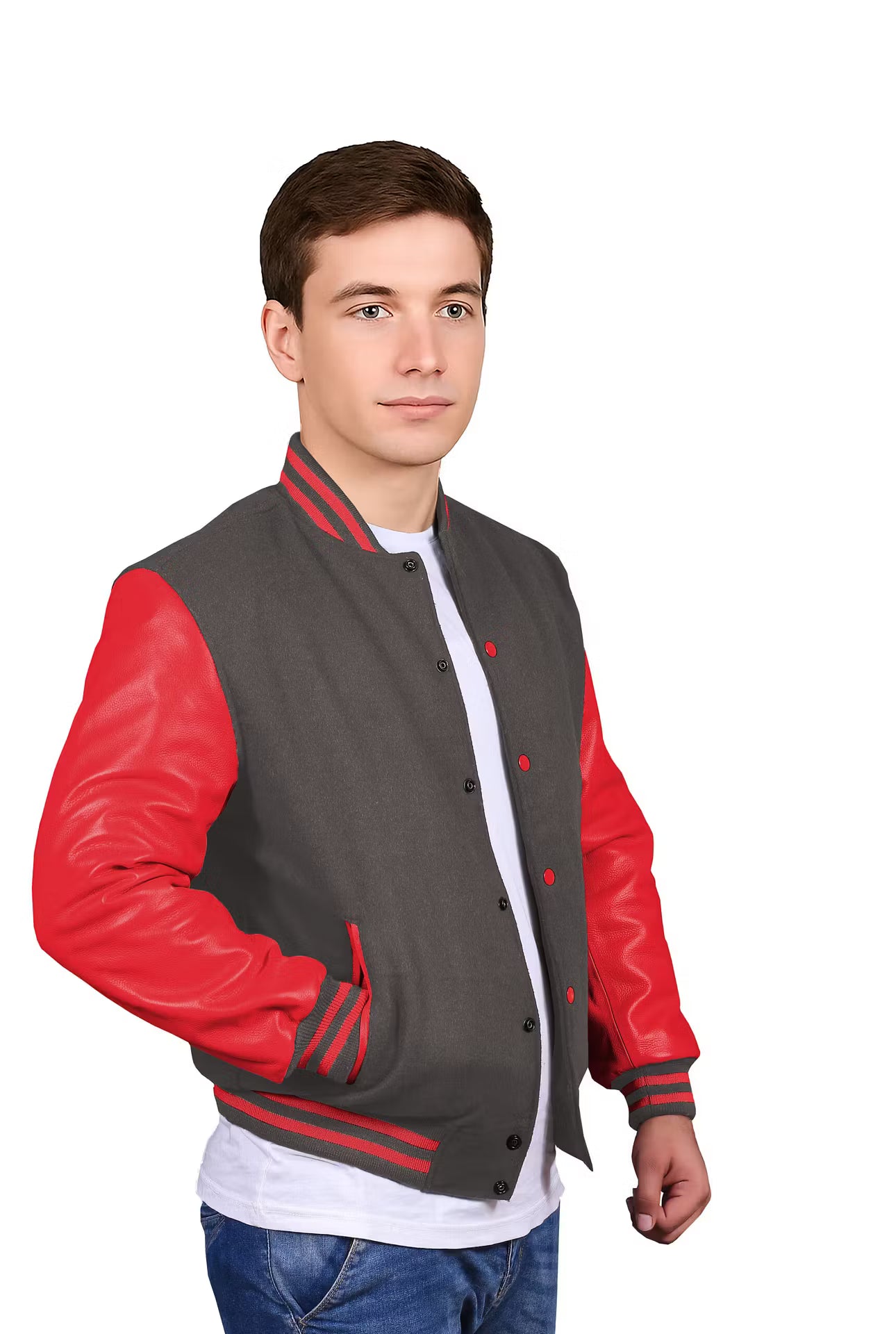 Red-Leather Sleeves & Wool Body