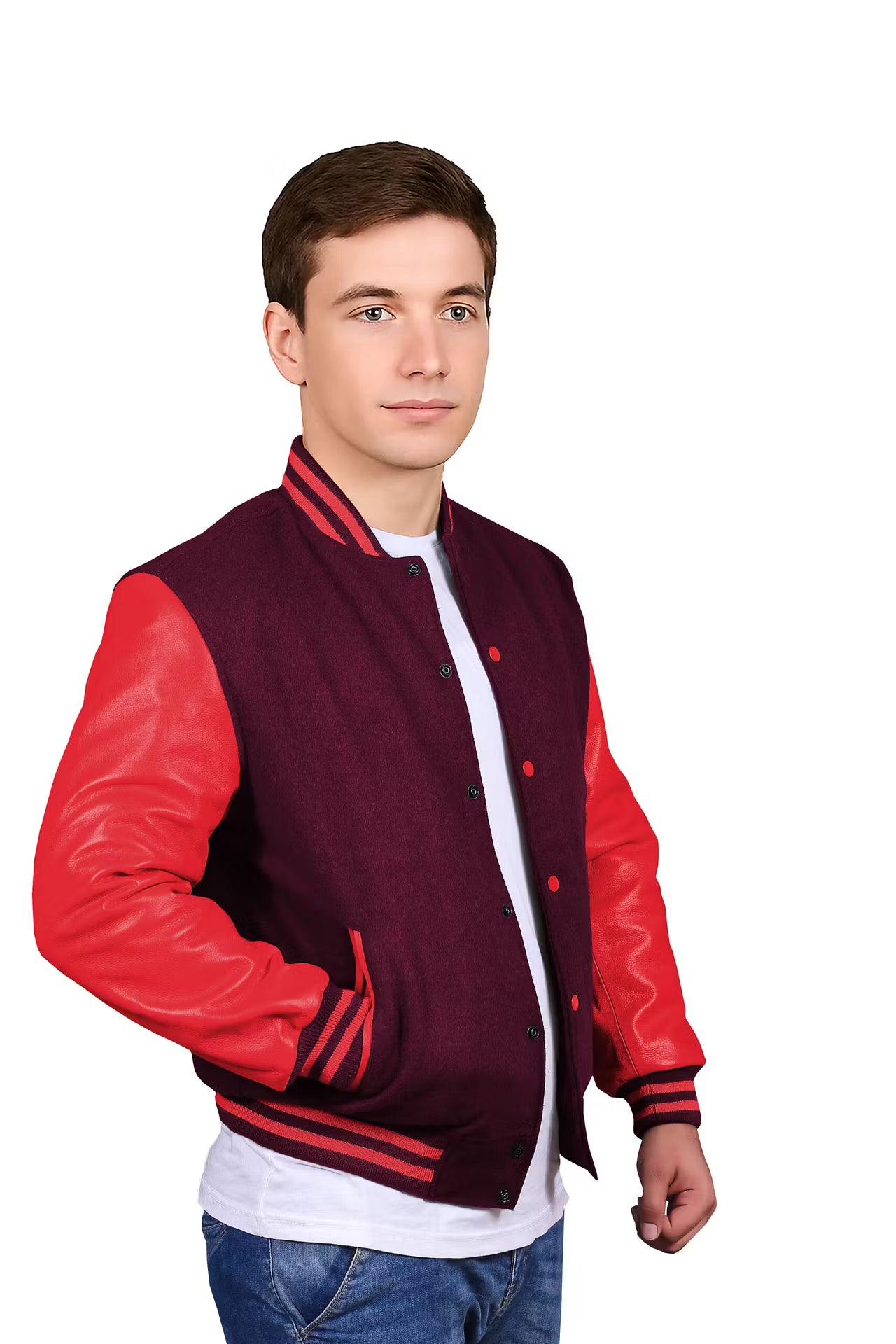 Red-Leather Sleeves & Wool Body