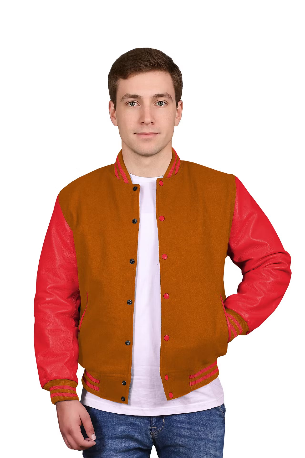 Red-Leather Sleeves & Wool Body