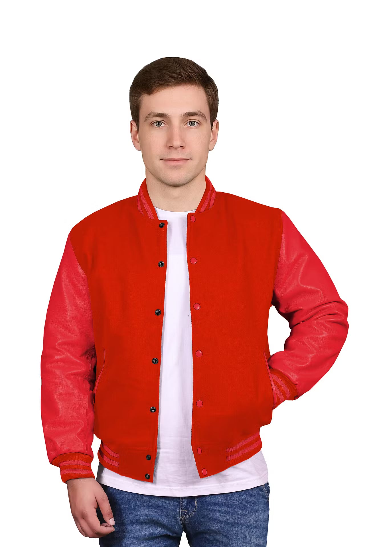 Red-Leather Sleeves & Wool Body