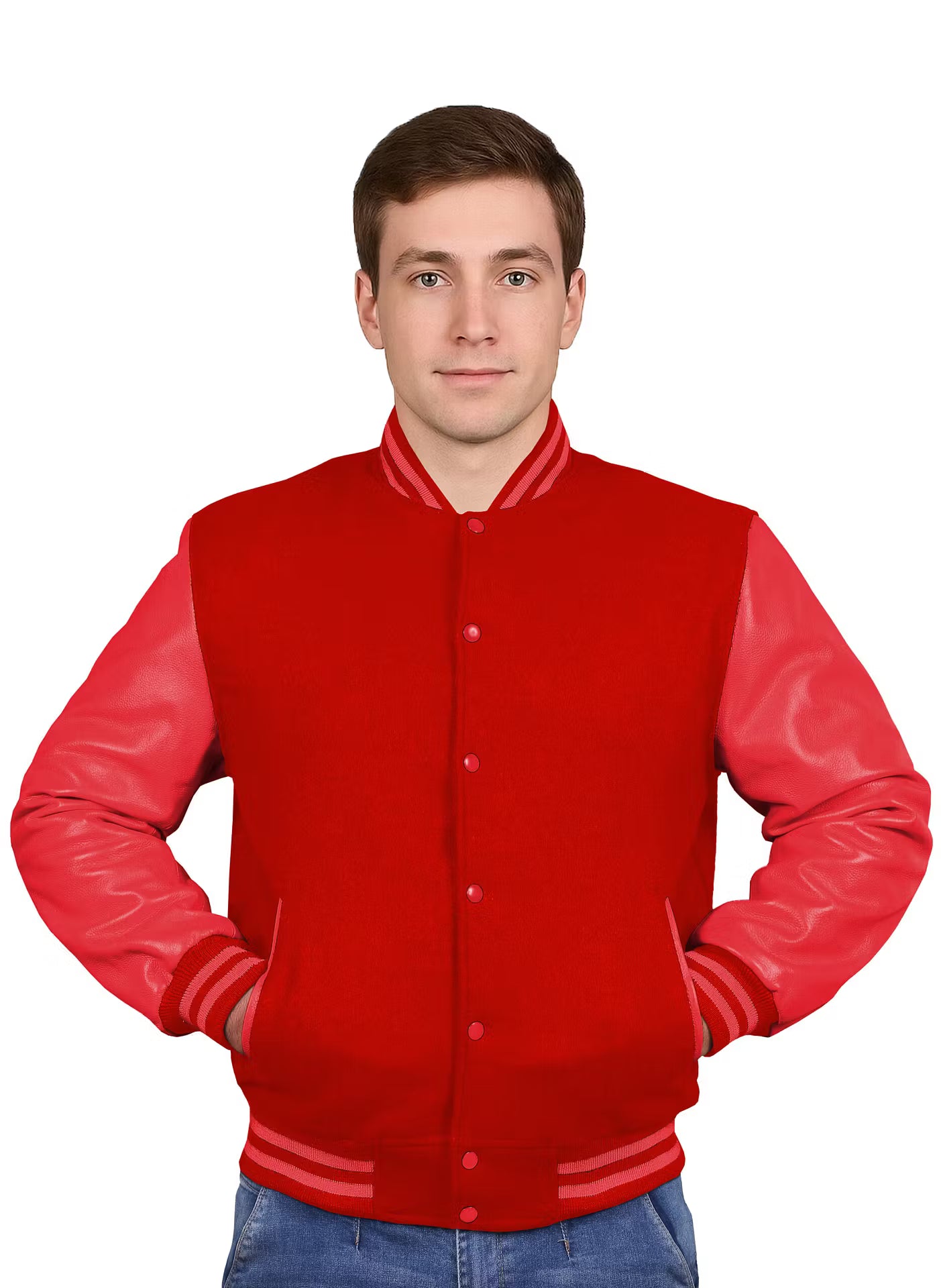 Red-Leather Sleeves & Wool Body