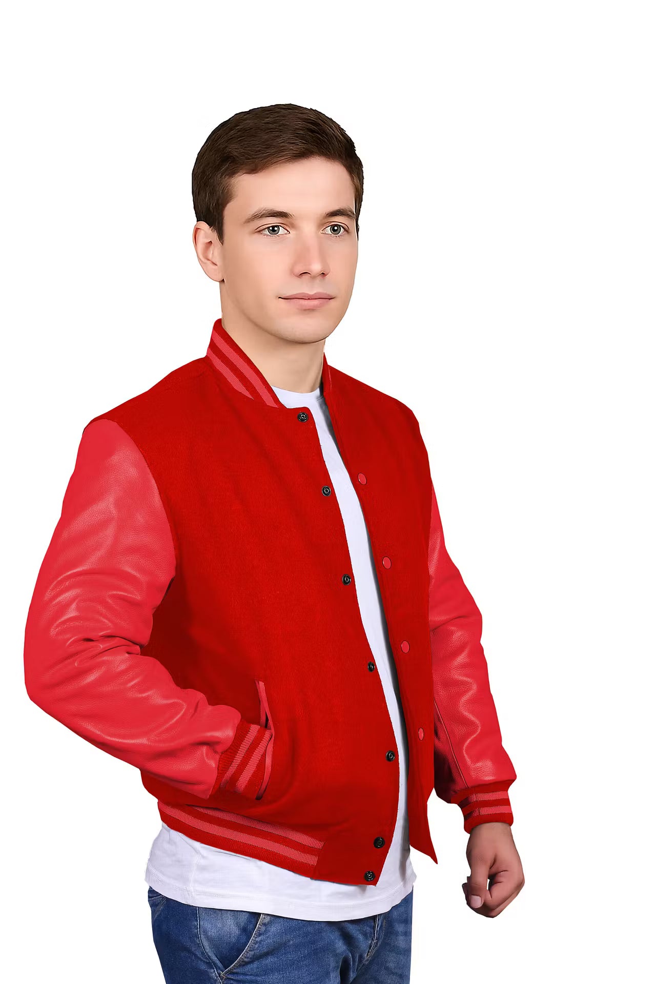 Red-Leather Sleeves & Wool Body