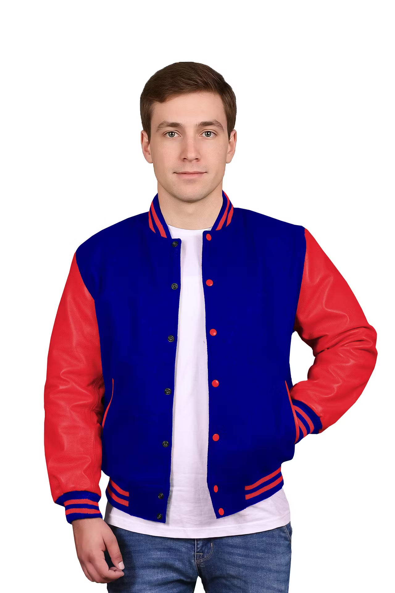 Red-Leather Sleeves & Wool Body