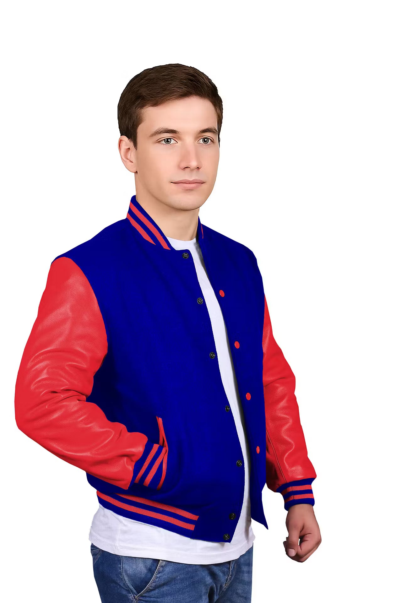 Red-Leather Sleeves & Wool Body