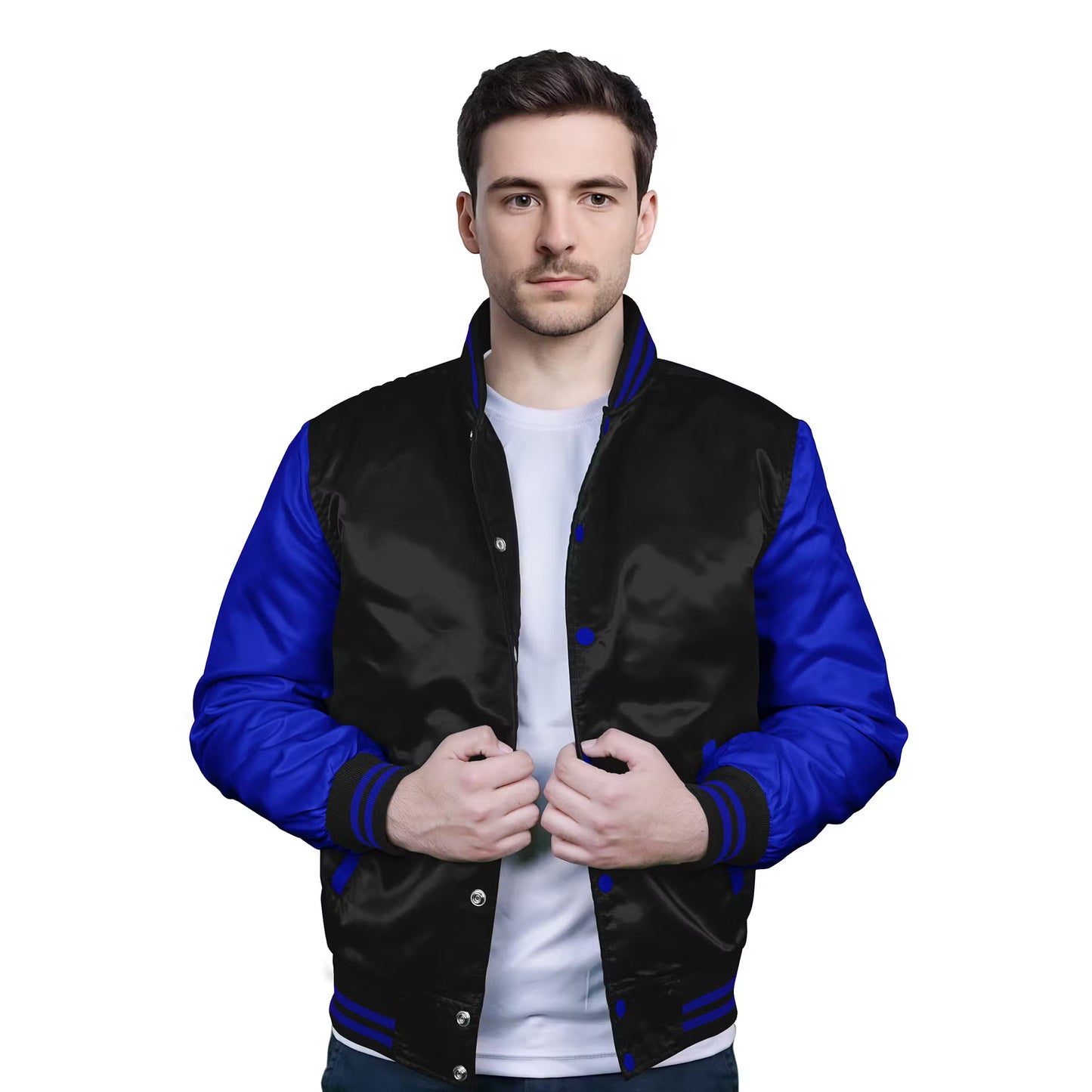 Royal Blue-Satin Sleeves & Satin Body