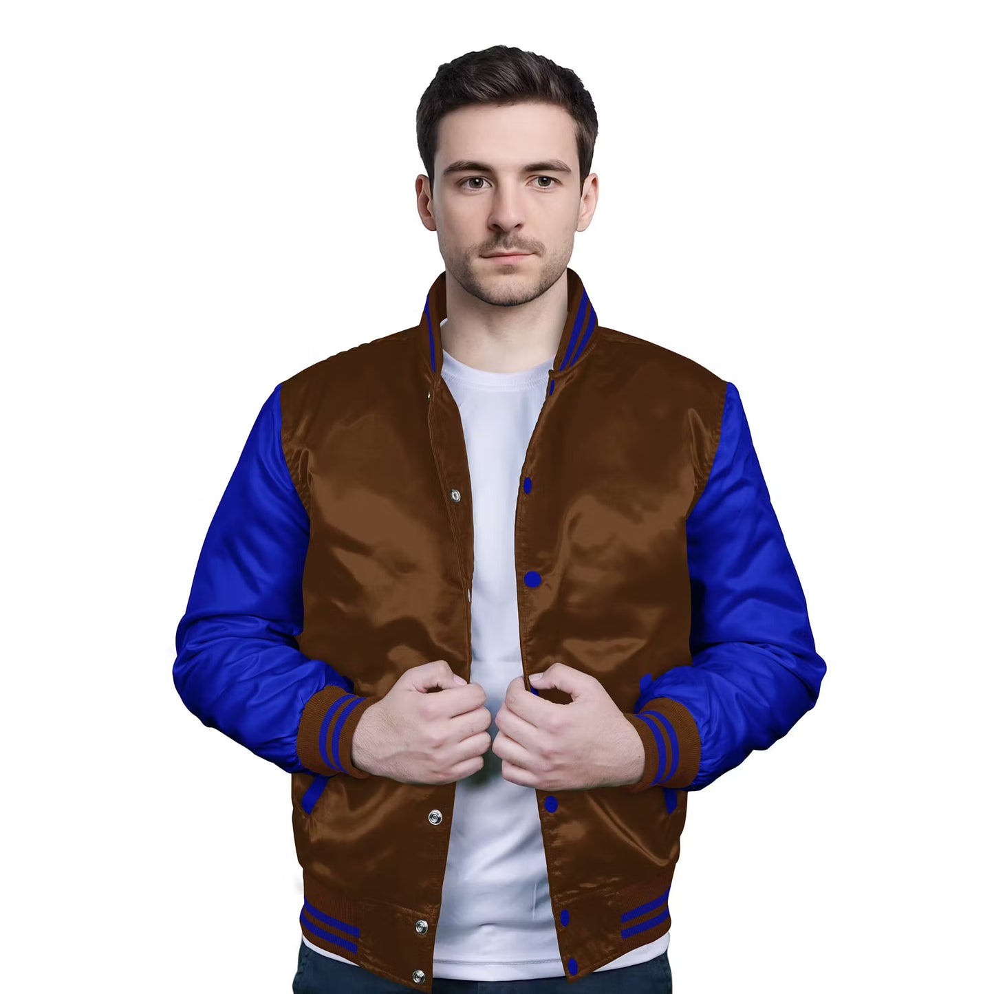 Royal Blue-Satin Sleeves & Satin Body