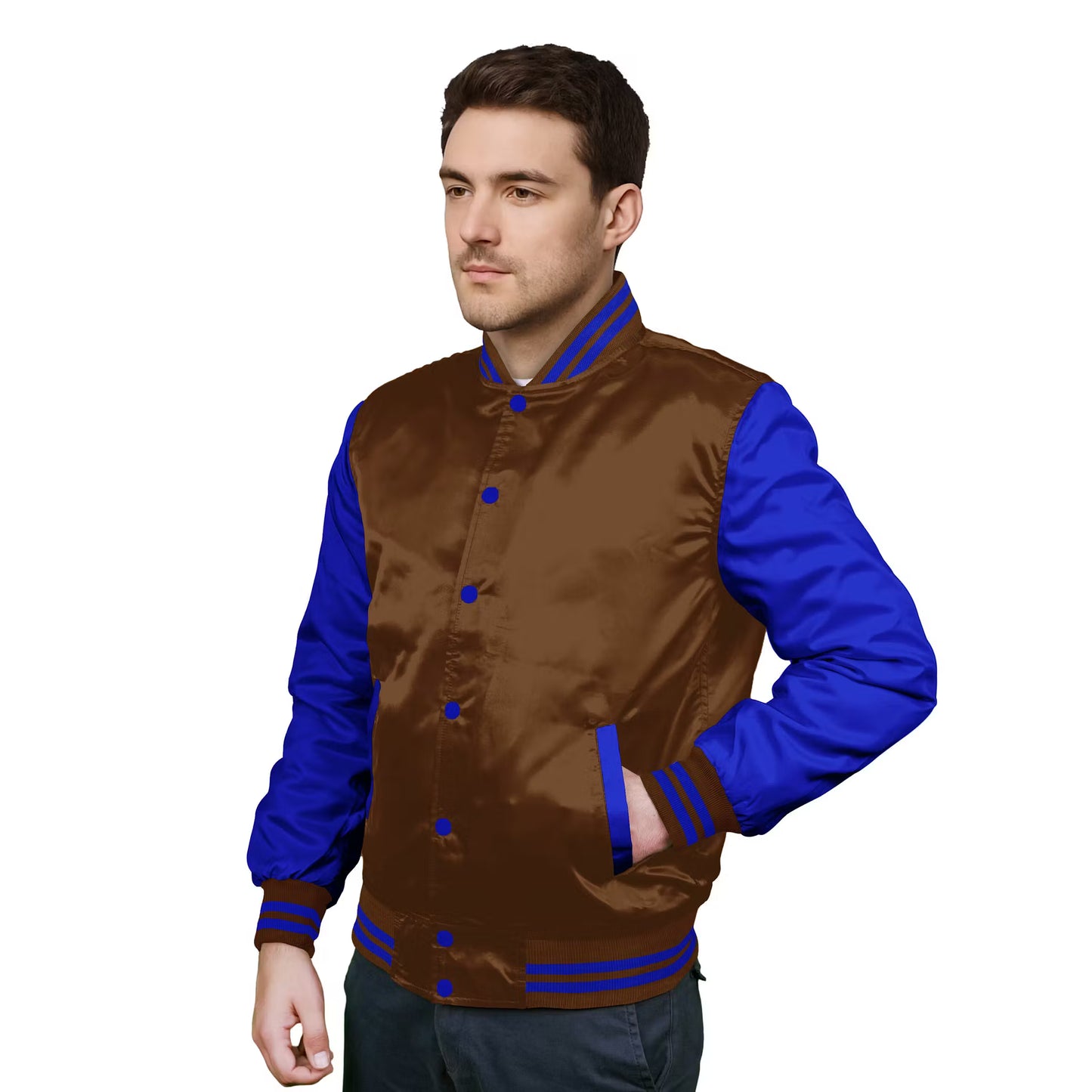 Royal Blue-Satin Sleeves & Satin Body