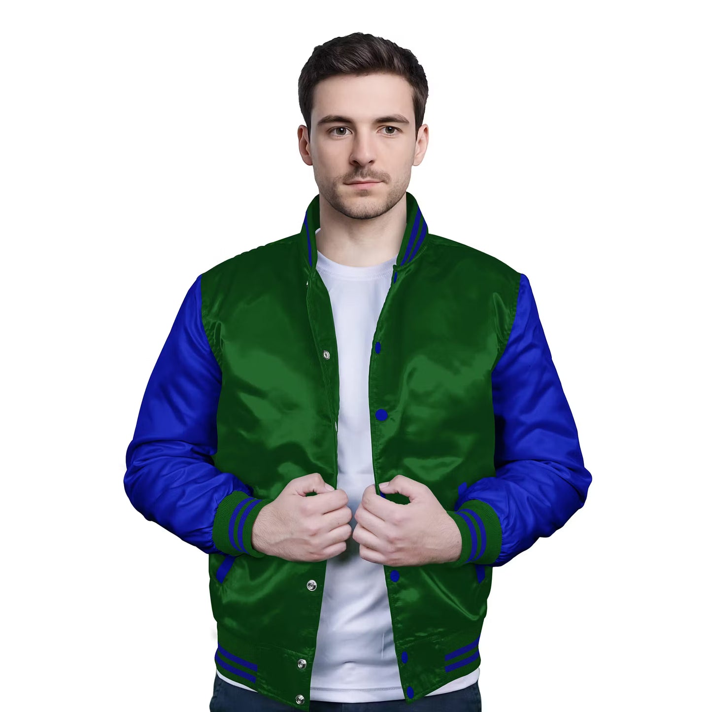 Royal Blue-Satin Sleeves & Satin Body