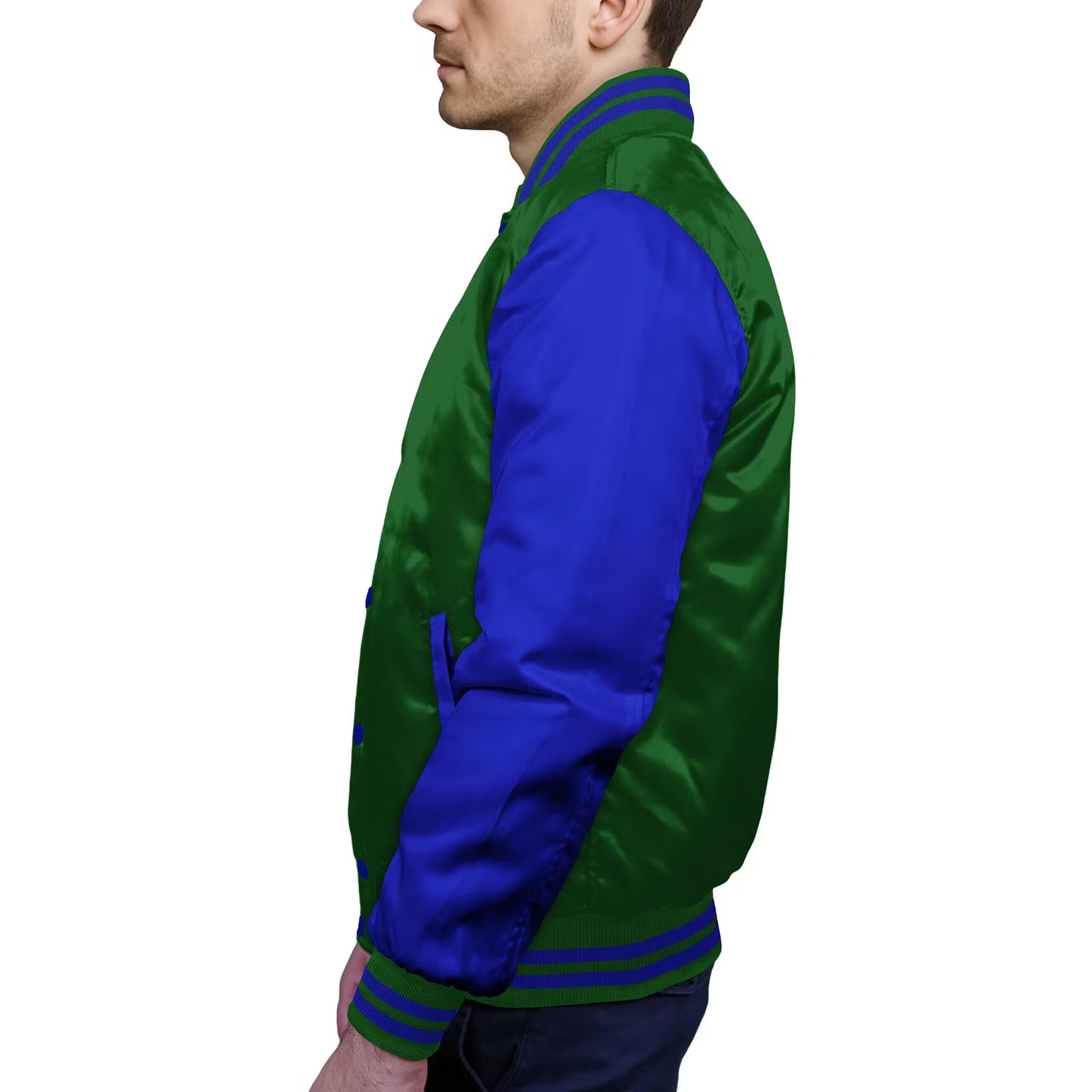 Royal Blue-Satin Sleeves & Satin Body