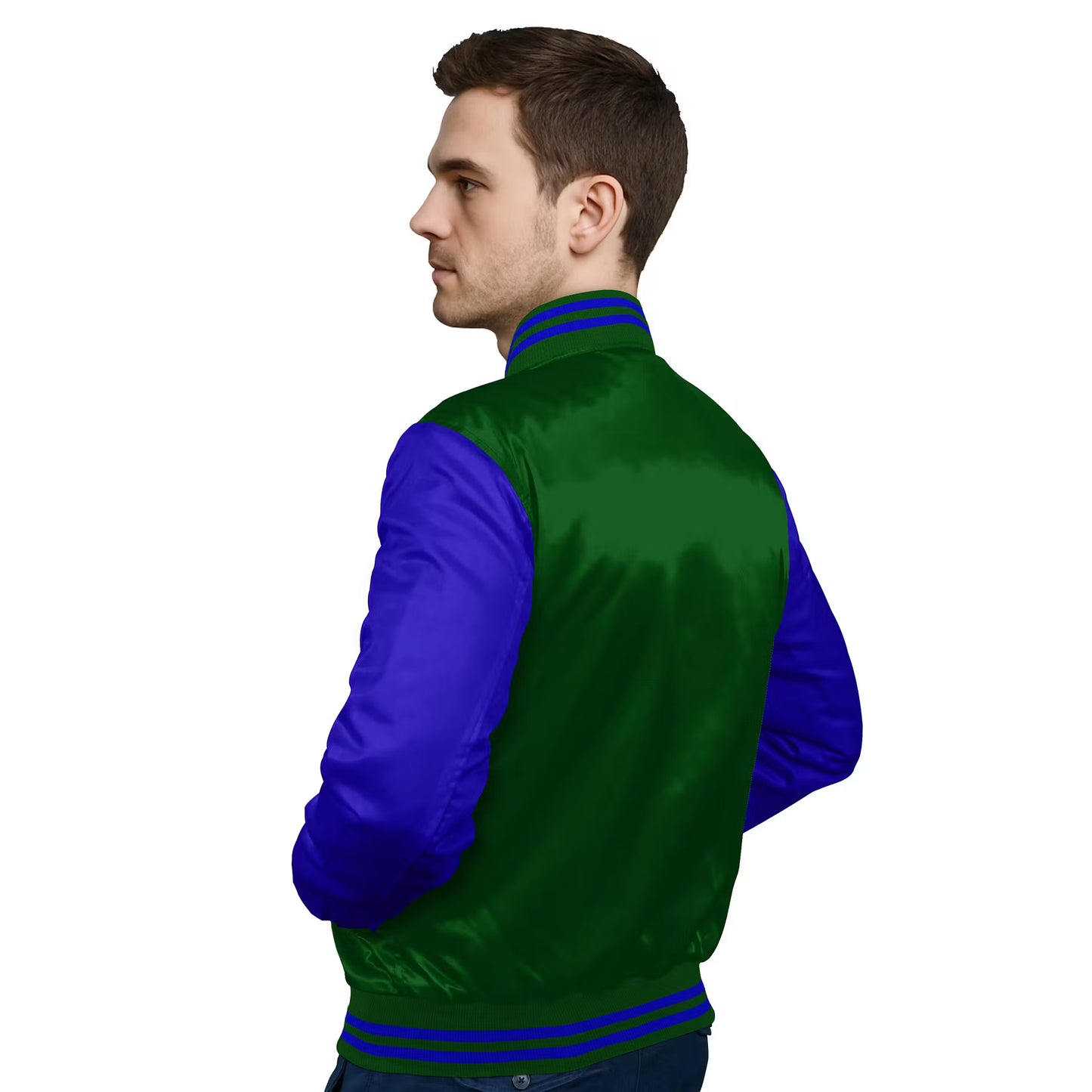 Royal Blue-Satin Sleeves & Satin Body