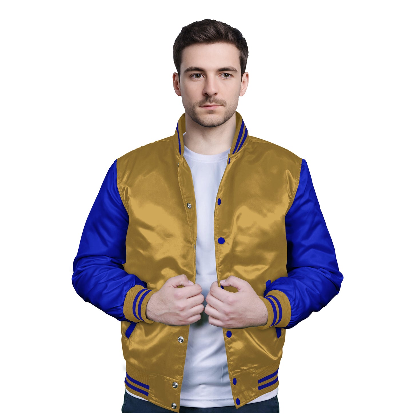 Royal Blue-Satin Sleeves & Satin Body